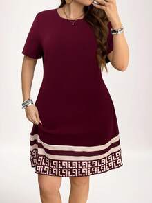 SHEIN LUNE Große Größen Sommer Lässig Gestreiftes & Geometrisches Muster Kleid