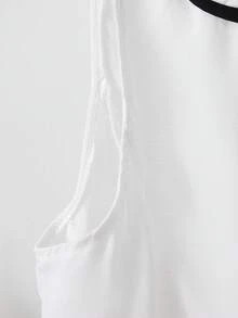 SHEIN Explorewe 1套优雅黑白撞色无袖背心+阔腿裤套装 常规厚度休闲春夏 - 白色 - 查看 3