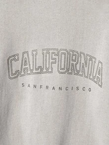 Felpa in cotone da uomo con grafica a lettere e pantaloni della tuta con vita con coulisse