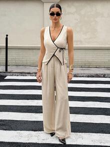 SHEIN Tall 女士日常两件套服装 - 杏色 - 查看 9