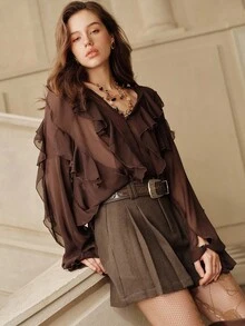 Anewsta Savoree Quần short nữ màu nâu thời trang và đa năng, thích hợp cho mùa thu/đông. - Cà phê nâu - Xem 7