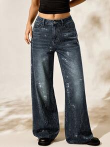 Easelle Washed Distressed Denim Shorts Summer - Dark Wash - View 4