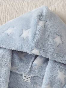 Young Boy Minimalist Football Print Long Sleeve Hooded Tie-Front Comfortable Robe Kids Bathrobe Fall Winter - Multicolor - View 5