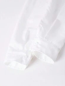 少女休闲可爱优雅衬衫裙套装，胸前有褶皱设计，腰部有蝴蝶结，有领衬衫，适合休闲外出、散步和上学 - 淺粉色 - 查看 4