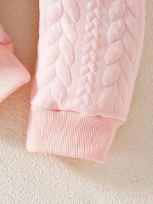 SHEIN Conjunto de suéter y mono de punto rosa para bebé niña, para primavera/otoño - Rosa - Ver 4