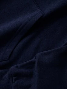 EURMUSE 100%Cotton Men Slogan & Cartoon Graphic Drawstring Hoodie - Navy Blue - View 5