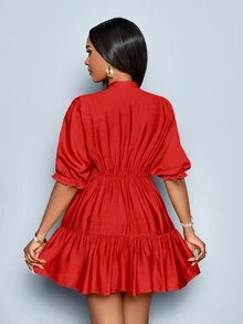 SOLERSUN Dark Red Summer Elegant Brunch Women Summer Outfits,Concert Rave Outfit Festival Beach Vacation,Business Casual Office Clothes Old Money Boho Modest - Red - View 2