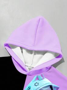 Sparklyn Bộ đồ hoodie in hình cô gái may mắn hoạt hình thời trang phong cách đường phố giản dị phù hợp mặc đi học, thể thao, hoạt động ngoài trời cho bé gái - màu đen - Xem 4