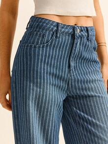 Daynim Women's Casual Striped Straight-Leg Jeans Women's Going Out Jeans Women's Casual Jeans