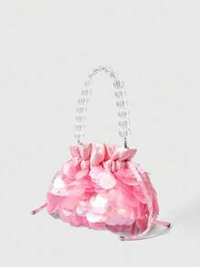 SHECARRY Women's Glamorous Fashion Sequin Drawstring Handbag - Pink - View 2