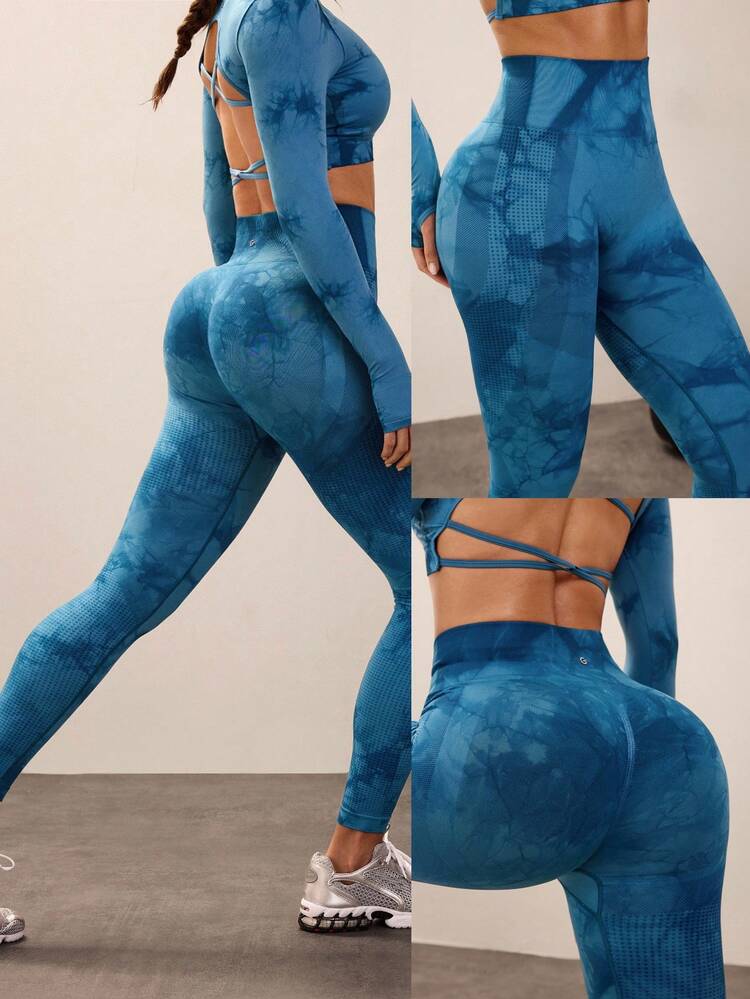 24" Seamless High-Waist Perforated Leggings Medium Impact Gym Workout