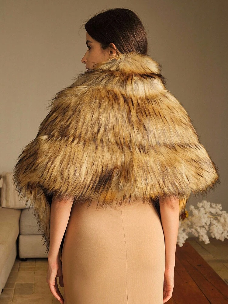 Fashionable Faux Fur Shawl, Suitable For Fall, Winter, New Year, Elegant, Chic, Stylish, Christmas, Going Out, Women's Winter Clothing