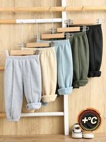 SHEIN Bộ 5 quần jogger lót nhiệt màu trơn cho bé trai, thoải mái, đa năng, mặc hàng ngày, thích hợp mặc trong nhà, ngoài trời, thể thao, vui chơi, tiệc tùng, lễ hội, Halloween, Giáng sinh, năm mới - Nhiều màu - Xem 3