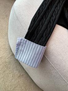 Franclia Fashionable Blogger-Inspired 2 In 1 Patchwork Knit Cropped Cardigan, European And American Style Cable Knit Cardigan Preppy Clothes Women Button Up Cardigan Collared Cardigan Cardigan Sweater