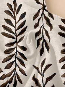 Rusticease Quần ống rộng lưng thun in họa tiết lá cây thường ngày cho nữ, mùa thu/đông - trắng - Xem 3