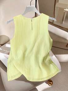 GlowEve 女士休闲纯色背心，夏季百搭 - 黃色 - 查看 2