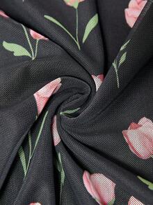 Modelyn Plus Size Elegant Floral Print Flare Sleeve Dress - Multicolor - View 7