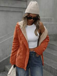 Aveloria Modichic Áo khoác mùa đông cho nữ, áo khoác mùa đông có mũ trùm đầu, đệm lót cách nhiệt bằng chất liệu tổng hợp Polyfill, áo khoác có thiết kế bảo hộ lao động, có lót giữ nhiệt cho mùa đông - Đỏ - Xem 7