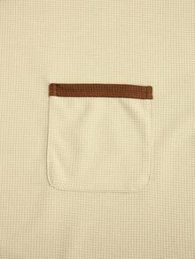 Manfinity Homme 男款T恤合身短袖圓領基礎款休閒夏季聚酯纖維 - 杏色 - 查看 6