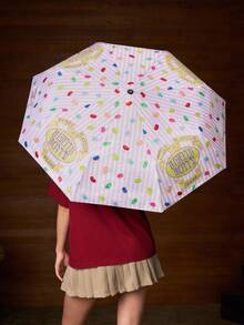 HARRY POTTER X SHEIN 1 pieza Paraguas con estampado de dibujos animados, protección UV, adecuado para la escuela, el trabajo, al aire libre y uso diario, diseñado para estudiantes universitarios, estudiantes de secundaria y mujeres, mágico - Rosa - Ver 5