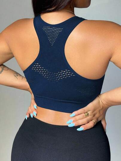 Easithlete 女士加大码无缝镂空透视露背运动文胸