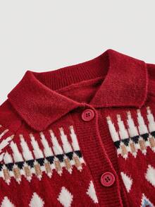 SHEIN MOD Áo len cardigan màu đỏ ấm áp cho nữ mùa thu/đông Áo len cardigan màu đỏ cho nữ Áo len cardigan cài nút cho nữ Áo len Giáng sinh cho nữ, Áo len mùa đông, Quần áo năm mới, Áo len đỏ, Áo len dài tay - Đỏ - Xem 6