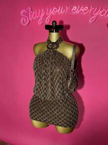 Slaydiva Women's Halter Neck Fashionable Mini Dress