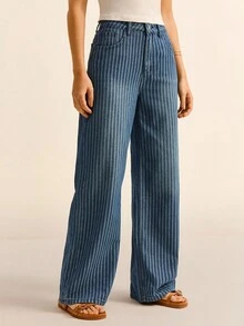 Daynim Women's Casual Striped Straight-Leg Jeans Women's Going Out Jeans Women's Casual Jeans