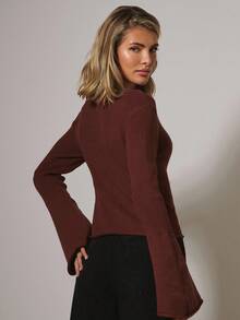 COSMINA Suéter elegante de mujer con mangas de campana y ajuste en la cintura, otoño/invierno - Marrón - Ver 6