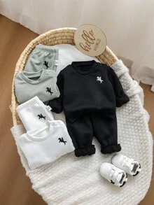 Set Baju Bayi Perempuan Baru Lahir Lucu Rajut Lengan Panjang Warna Polos, Musim Gugur/Musim Dingin - MultiWarna - View 9