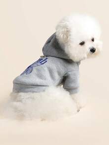 PETSIN 1 Universal Pet Hoodie For Cats And Dogs, Embroidered Daisy Hoodie, Comfortable Small Dog Clothing For Spring, Autumn, And Winter - 灰色 - 查看 4