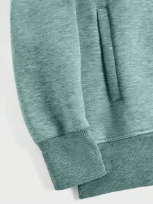 EURMUSE Cotton Men Zip Up Drawstring Hoodie Without Tee - Dark Green - View 7