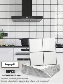1 BỘ 10 MIẾNG GẠCH ỐP TƯỜNG MÀU TRẮNG KẺ CARO - TẤM GẠCH PVC TỰ DÍNH DỄ DÀNG BÁM VÀ DÁN CHO NHÀ BẾP, PHÒNG TẮM VÀ PHÒNG GIẶT. - Nhiều màu - Xem 2