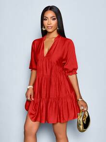 SOLERSUN Dark Red Summer Elegant Brunch Women Summer Outfits,Concert Rave Outfit Festival Beach Vacation,Business Casual Office Clothes Old Money Boho Modest - Red - View 3