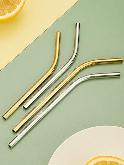 8pcs Stainless Steel Straw & 2pcs Cleaning Brush & 1pc Storage Bag Set,Kitchen,Christmas Gift,School Supplies