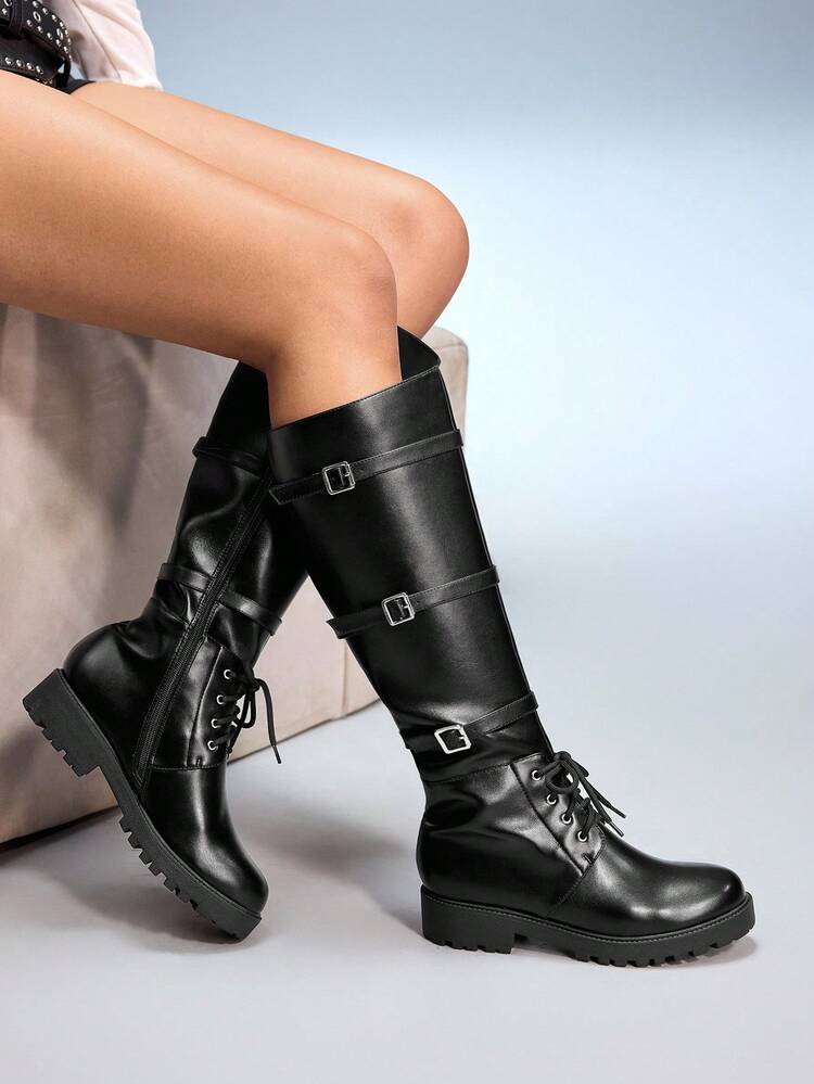 CUCCOO GRLICON Women's Pointed Toe Stiletto Heel Sexy Snake Skin Mesh Design Over-The-Knee Boots, Versatile For Halloween, Christmas, New Year's Eve, Date Night, Autumn, Black