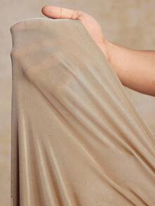 House of One Glittery Knit Round Neck Long Sleeves Top With Metal Buckle Deco Women Autumn Elegant Wear - Khaki - View 8