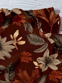 EMERY ROSE 女士休闲枫叶图案衬衫，适合秋夏季节，复古女式上衣，秋季女式上衣，碎花女式衬衫，秋季女式上衣，休闲女装 - 巧克力棕 - 查看 5