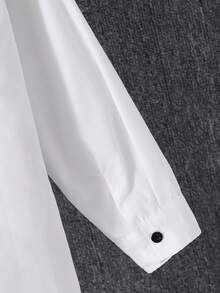 SHEIN Camicia casual a maniche lunghe con bottoni per bambini, versatile e comoda, adatta per pendolarismo, scuola, uso quotidiano, viaggi, sport, autunno/inverno, ritorno a scuola, matrimoni, colore bianco - Bianco - Visualizzare 6