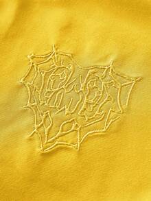 PAVTROS 男士时尚宽松无袖上衣，带有 3D 刺绣蜘蛛网和心形图案，非常适合街头潮流、男朋友/丈夫礼物、周年纪念礼物 - 黃色 - 查看 7