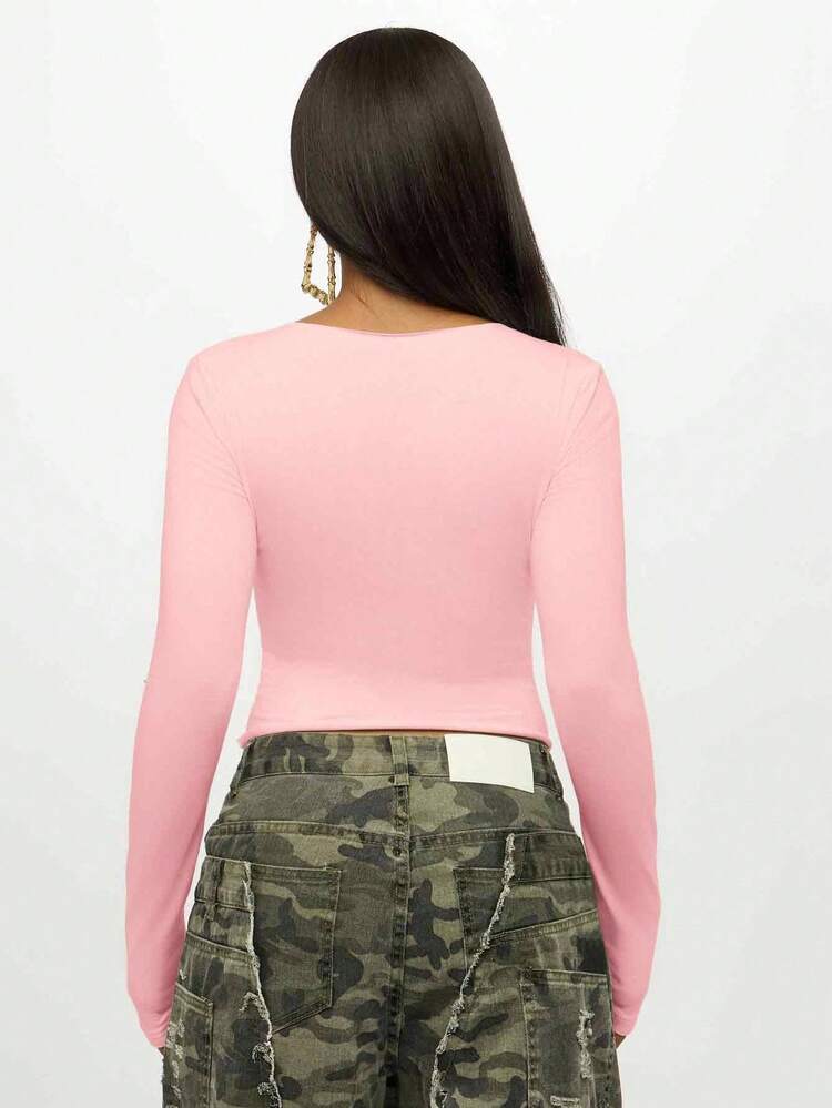 SUMWON WOMEN Top curto de manga comprida com design de bustiê
