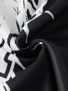 ROMWE MEN Street Life Men's Jesus Print Long Sleeve T-Shirt, Loose Cropped Style, For Fall - Black - View 4