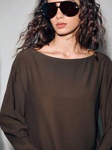 Lumivelle Women's Fashion Minimalist Elegant Off Shoulder Blouse