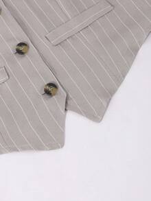 Sparklyn 2 件套青少年都市通勤优雅学院派对条纹背心 + 西装裤套装 - 彩色 - 查看 3