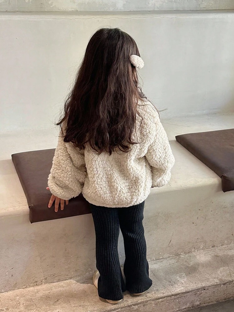 Baby Girls' Contrast Color Korean Style Embroidered Casual Regular Jacket Fall,Winter Toddler Girls Clothes