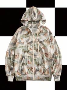 Glamance BiGraphic Sudadera con capucha de manga larga con estampado de rama de árbol desnudo y floral para mujer, sudadera con cremallera de estilo invernal y elegante para Año Nuevo - Albaricoque - Ver 1