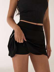 SHEIN BAE Damen einfarbiger Sportrock für den Sommer Tennis Rock Athletikrock