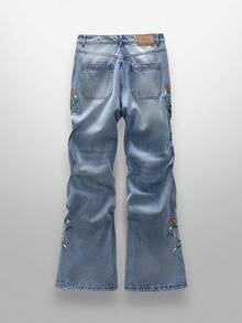 NEON BLANC Men's Casual Fashion Long Embroidered Side Seam Jeans - Medium Wash - View 2