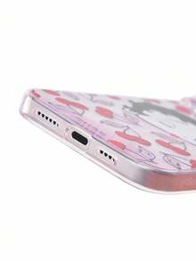 Betty Boop x SHEIN 粉色闪光透明手机壳，樱桃印花保护壳设计，兼容 11 - 17 Pro Max，礼品创意，派对，节日，情人节 - 無色 - 查看 4