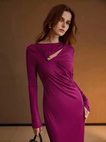 MOTF PREMIUM Damen Kleid mit strukturiertem Design, figurbetont, Herbst/Winter